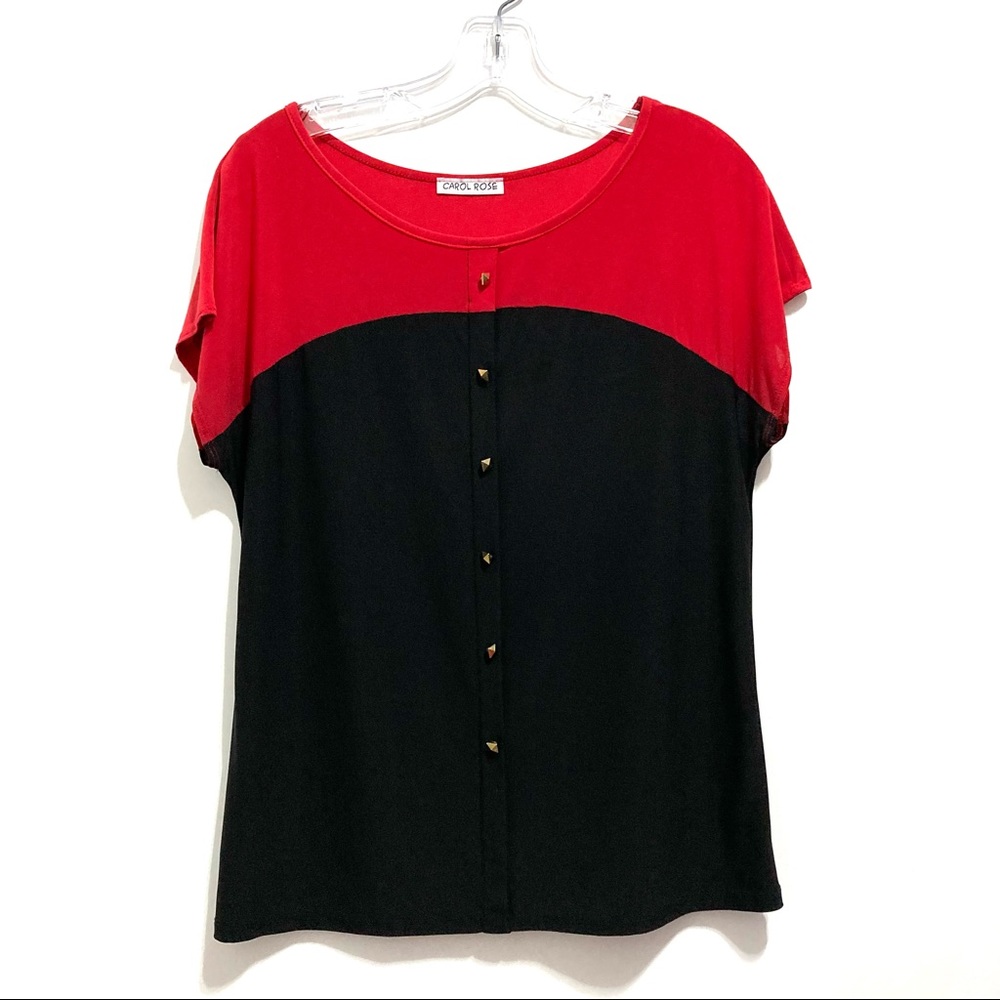 Carol Rose Women’s Colorblock Top Black/Red
